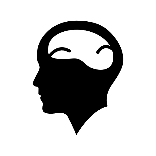 Bald man head with brain