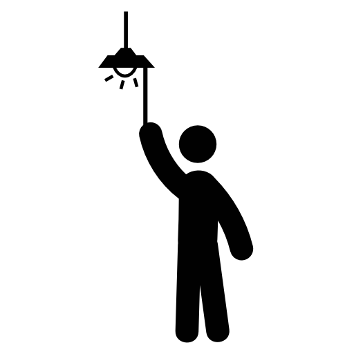 Man turning on light