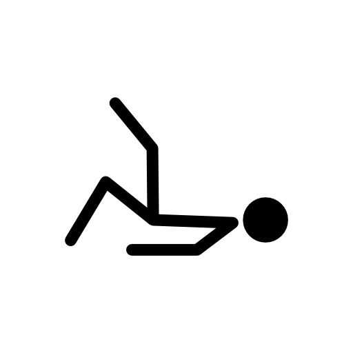 Stick man lying down and raising one leg