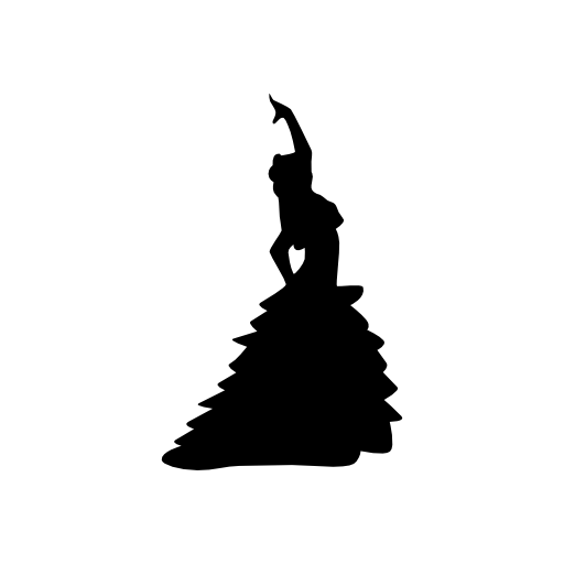 Female flamenco dancer silhouette posture with raised left arm