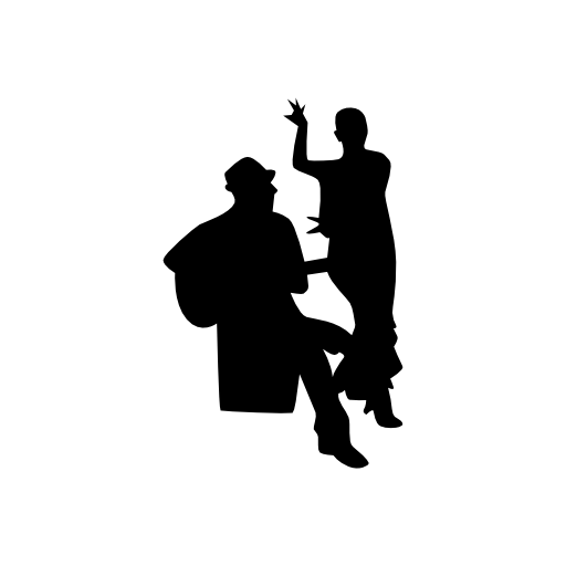 Flamenco dancer and guitar player silhouettes