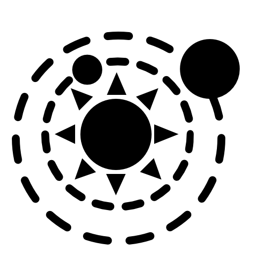 Solar system of circular shape with sun and some planets on orbits