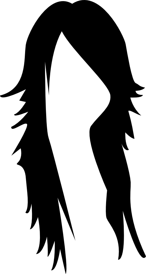 Long dark female hair shape