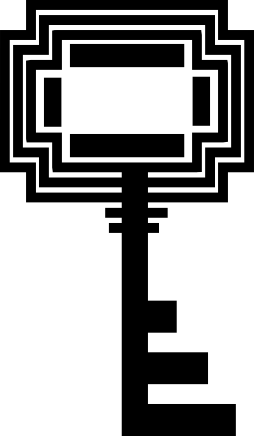 Key of rectangular shapes and straight lines and angles