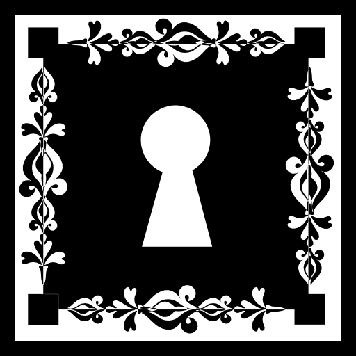 Keyhole in square with ornamental border