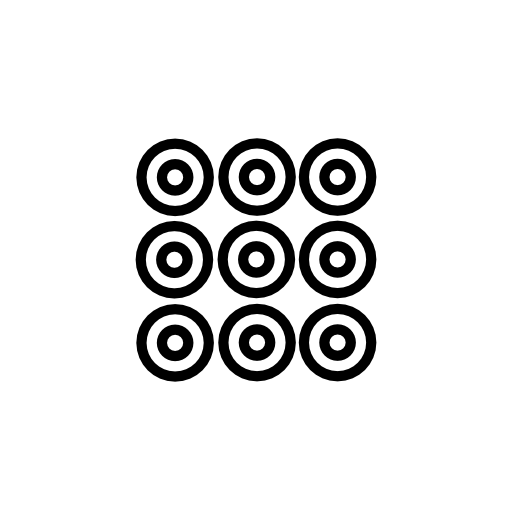 Nine small circles arranged in a square form