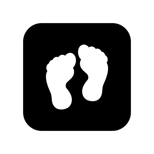 White footprints on black square background