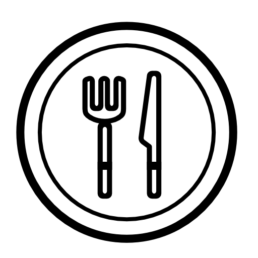 Plate, knife and fork