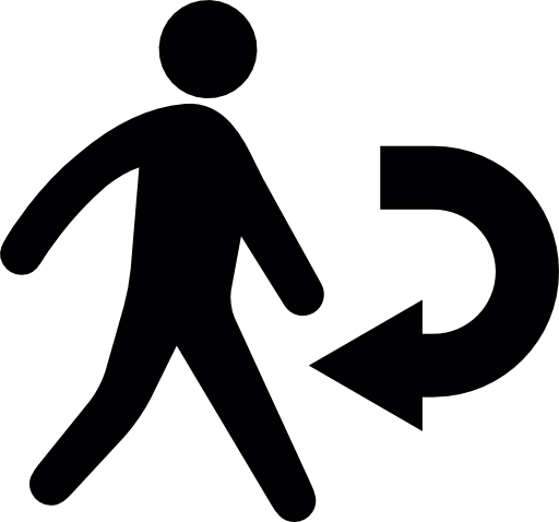 Walking man with reversed arrow