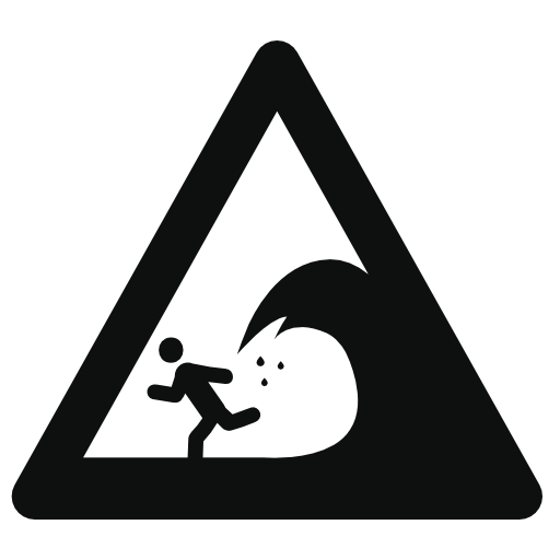 Warning triangular signal of big waves