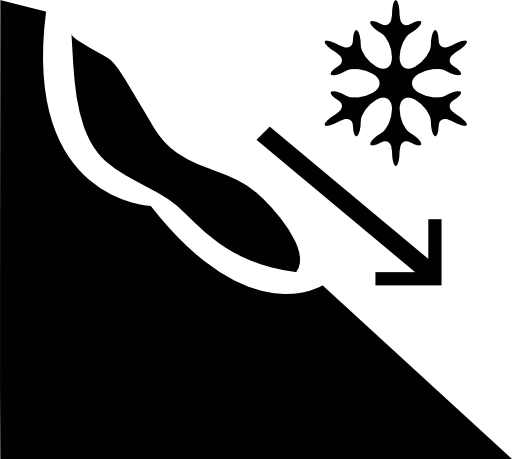 Landslide risk sign of a snow mountain