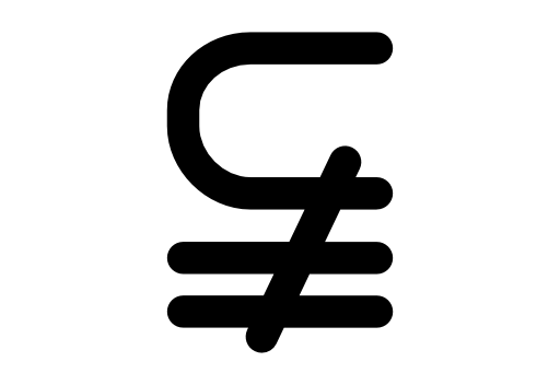 Subset of above not equal mathematical symbol