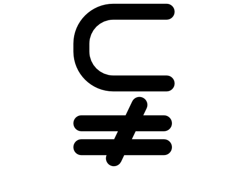 Subset of above not equal to symbol