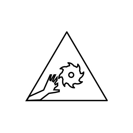 Danger of injury with cutting wheel tool triangular signal