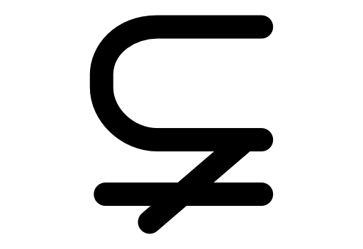 Subset of with not equal mathematical symbol