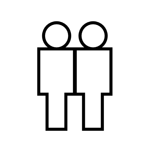 Two males standing outline