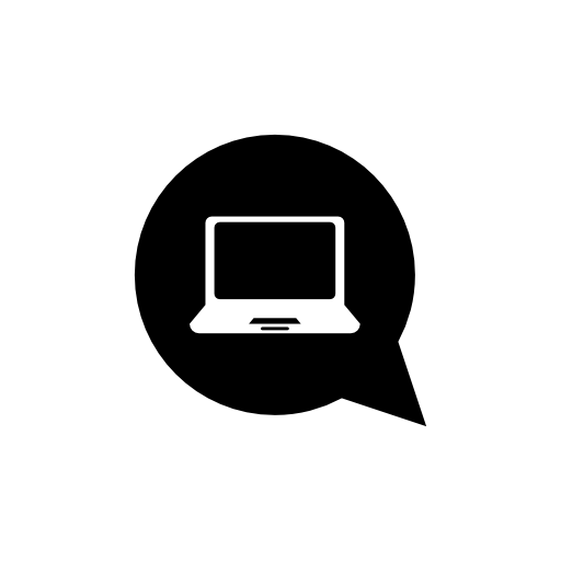 Speech bubble with laptop computer inside