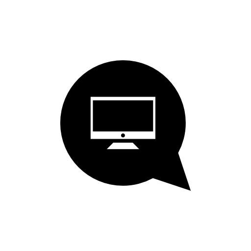 Speech balloon with computer monitor inside