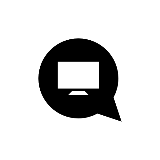 Speech balloon with computer screen