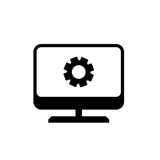 Computer screen with cogwheel variant