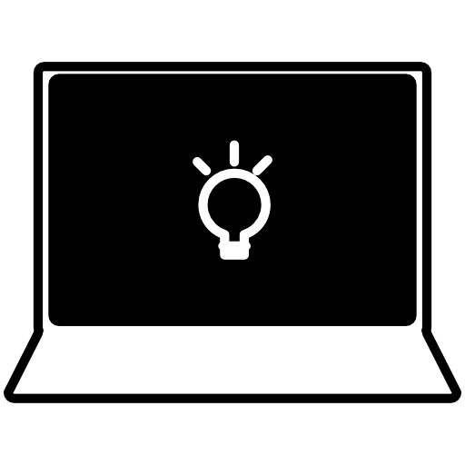 Open laptop with light bulb