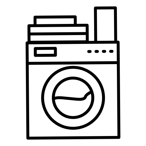 Laundry machine variant with clothes and soap on top