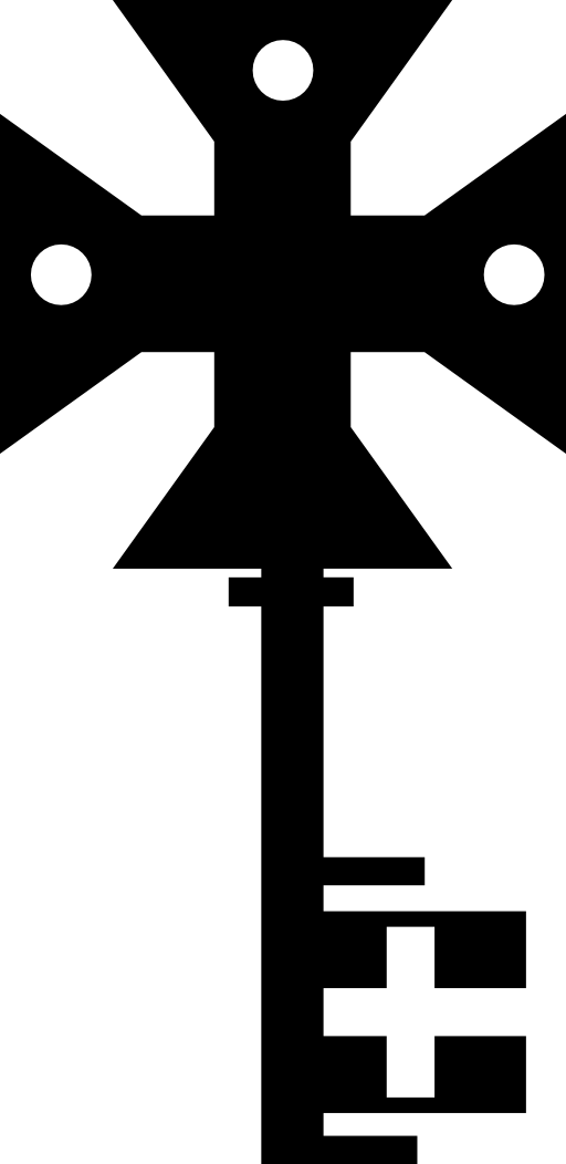 Religious key of complex cross shape