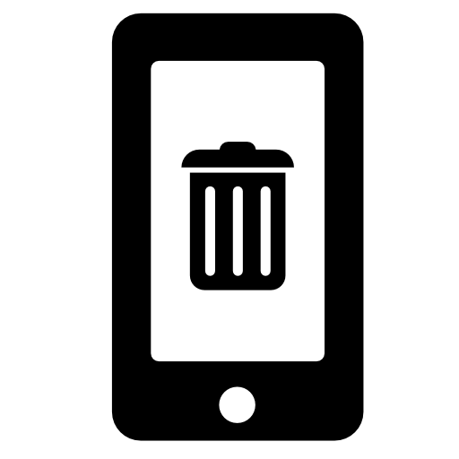 Recycle bin symbol on phone screen