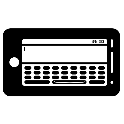 Phone with keyboard on screen in horizontal position