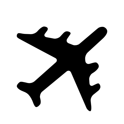 Airplane black shape rotated pointing upper right direction