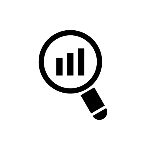 Magnifying glass with bar graph