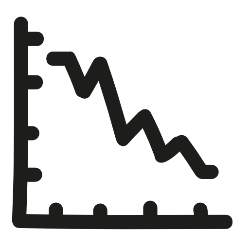 Business report graphic with descendant line hand drawn symbol