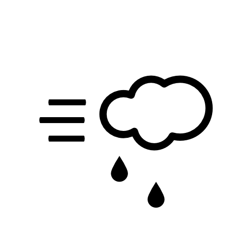 Windy and rainy weather pronostic symbol