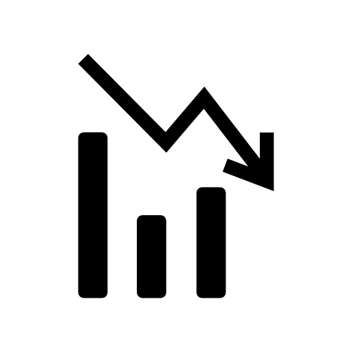 Data analytics bars chart with descendant line