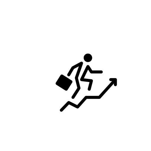 Businessman with ascending arrow stair in a circle