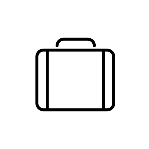 Briefcase thin outline symbol in a circle