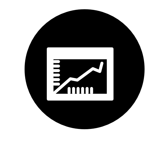 Graphic with ascending line inside a circle