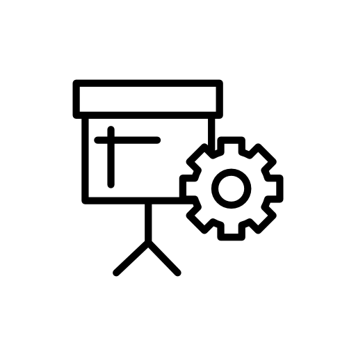 Business presentation with stand and cogwheel