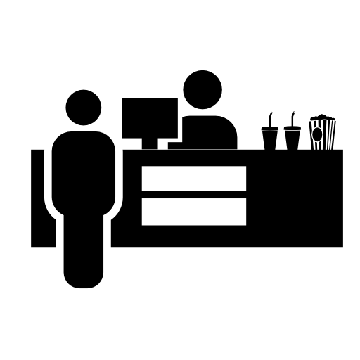 Cinema cashier selling food