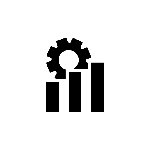 Rising bar graph with cogwheel