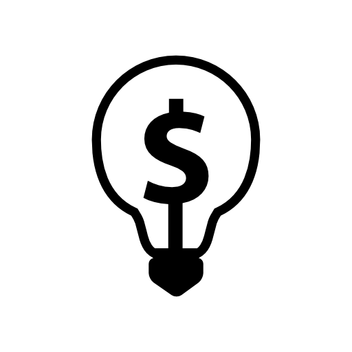 Dollar symbol inside a light bulb