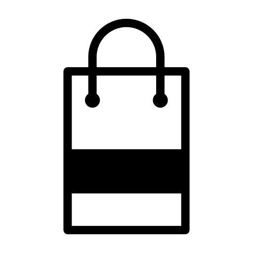 Shopping bag outline with a gross black horizontal line