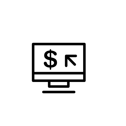 Computer cash symbol in a circle