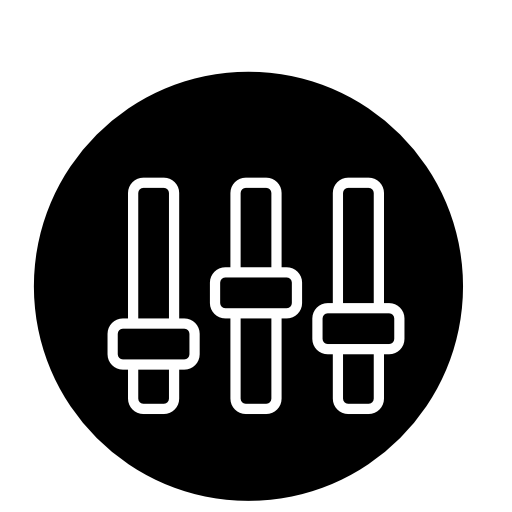 Settings thin console controls symbol in a circle