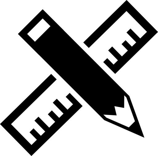 Pencil and ruler cross of school materials