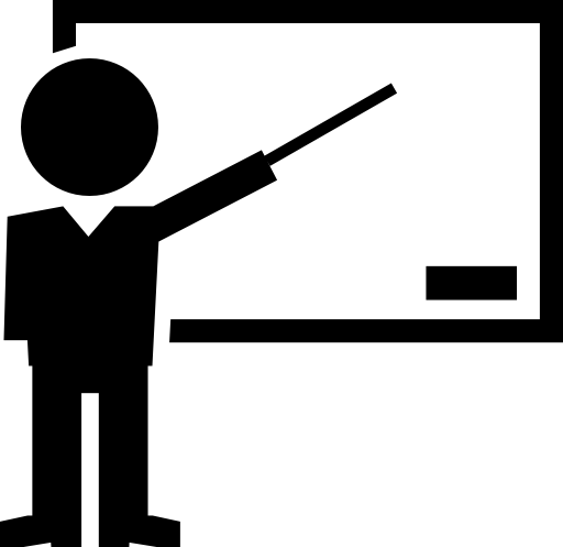 Teacher pointing blackboard