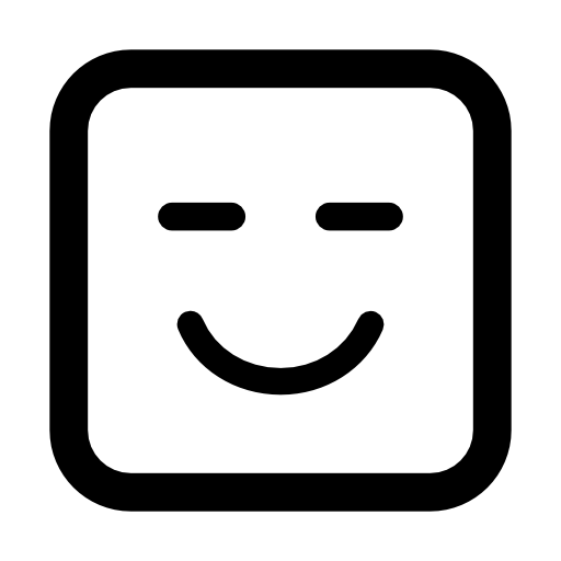 Smiling emoticon square face with closed eyes