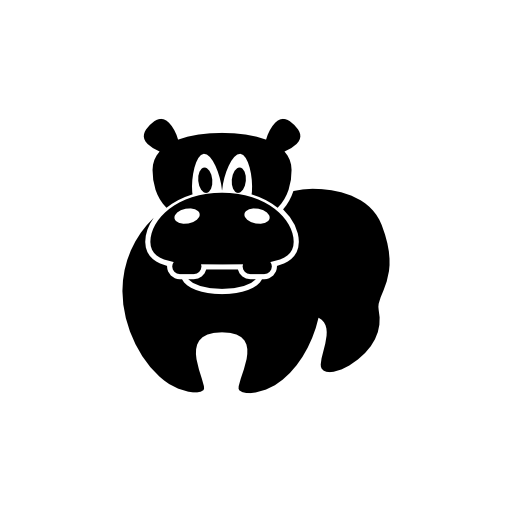 Hippopotamus silhouette with white outlines