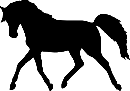 Horse walking black silhouette facing to left