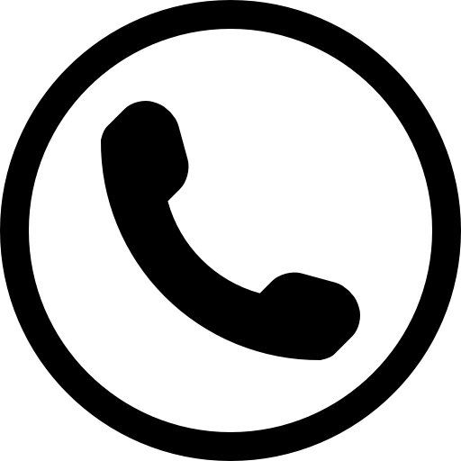 Auricular phone symbol in a circle